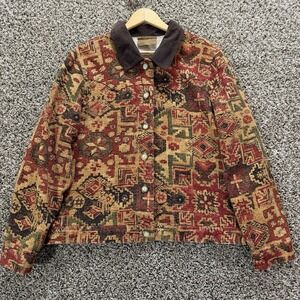 Saddle Ridge Vintage‎ Collection Southwestern Tapestry Jacket Brown Cotton Large